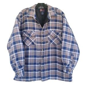 VTG GFC Trading Company Shacket Shirt Jacket Mens Medium Quilted Lining Blue